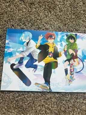 Sk8 the infinity Anime Skateboarder Trio Wall Art Poster - Blue, Yellow, Green